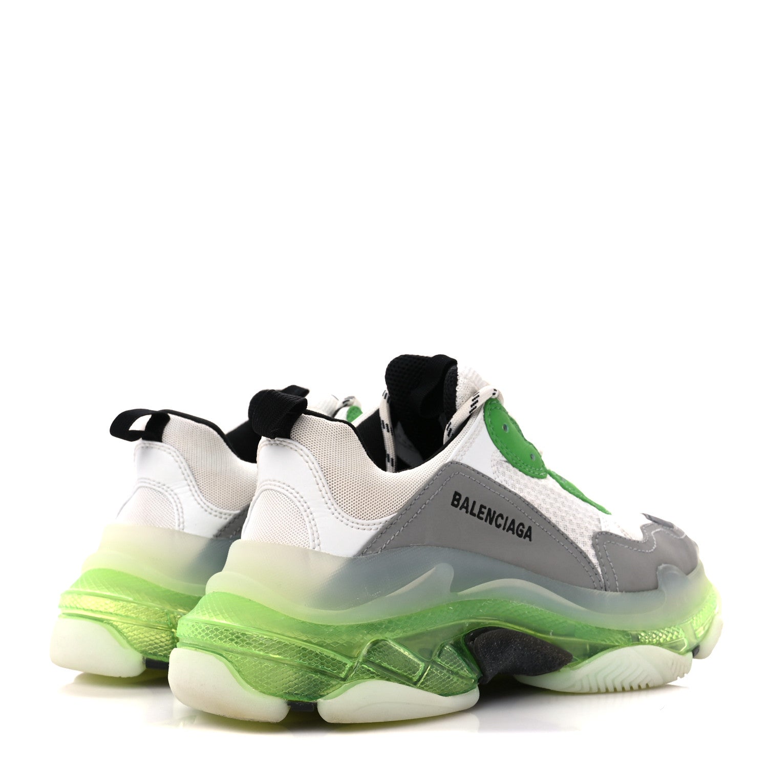Balenciaga Fabric Mesh Clear Sole Mens Triple S Sneakers 41 White Green Grey 4 of 8