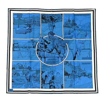 Hermes Silk Carre Wow Double Face Scarf 90 Bleu Vert Bleu Dur 2 of 6
