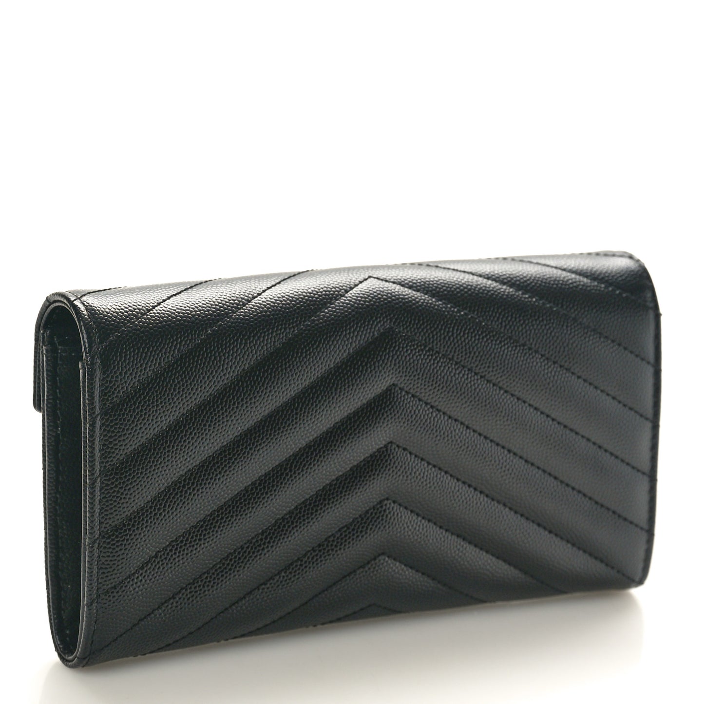 Grain De Poudre Matelasse Chevron Monogram Flap Wallet Black
