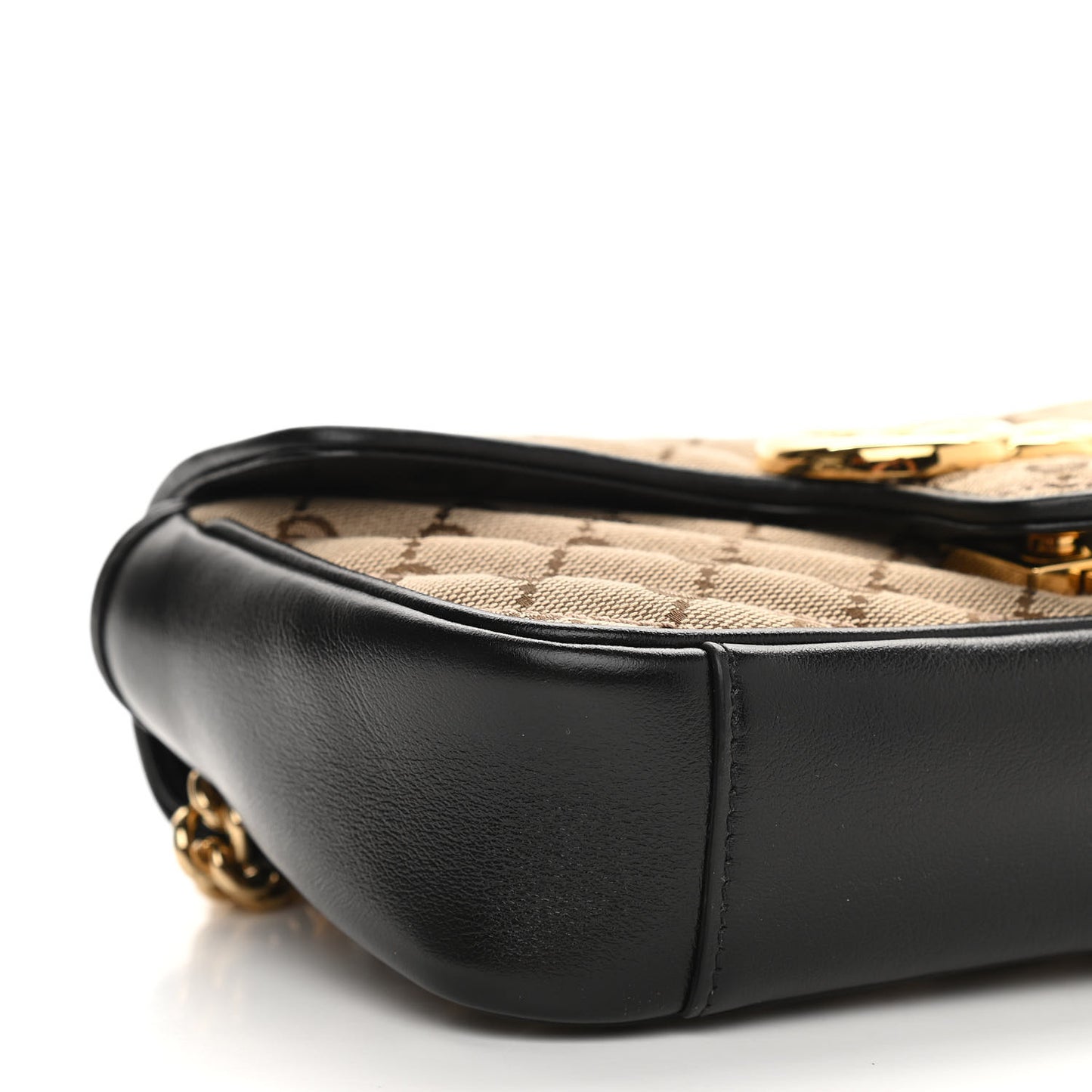 Monogram Matelasse Diagonal Mini GG Marmont Shoulder Bag Beige Black