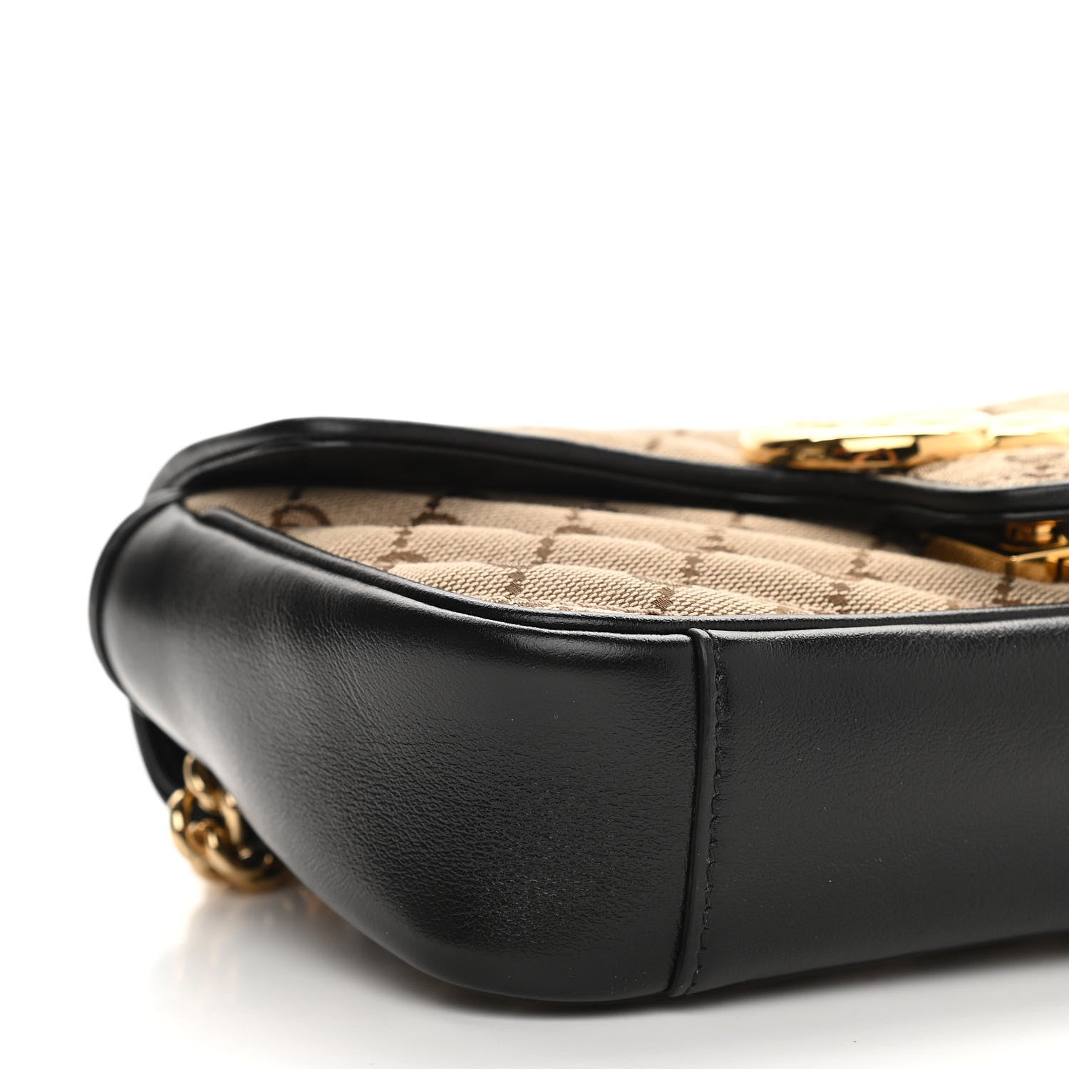 Gucci Monogram Matelasse Diagonal Mini GG Marmont Shoulder Bag Beige Black 8 of 9