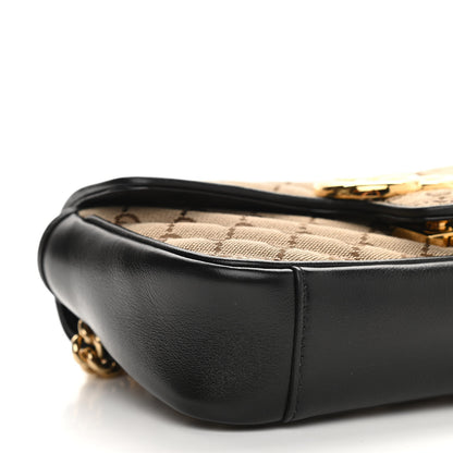 Gucci Monogram Matelasse Diagonal Mini GG Marmont Shoulder Bag Beige Black 8 of 9