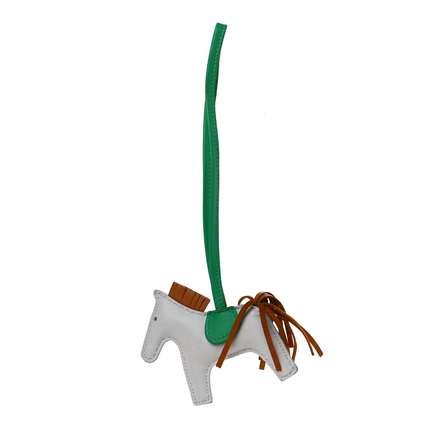 Milo Lambskin Grigri Rodeo Horse Bag Charm PM Bleu Brume Sesame Menthe