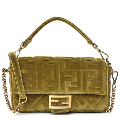 Fendi Velvet FF Embossed Baguette Camaleonte 1 of 18