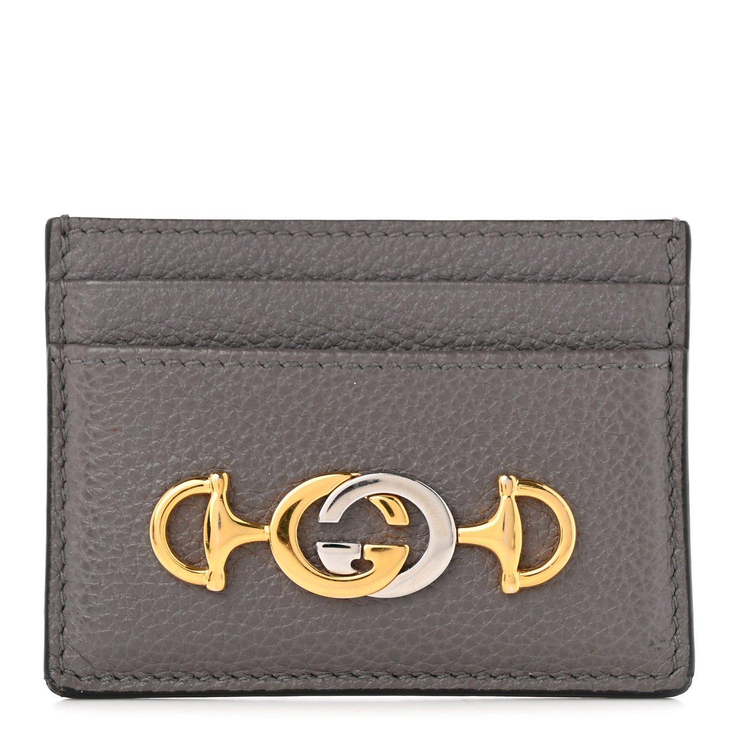 Grainy Calfskin Zumi Card Holder Dusty Grey