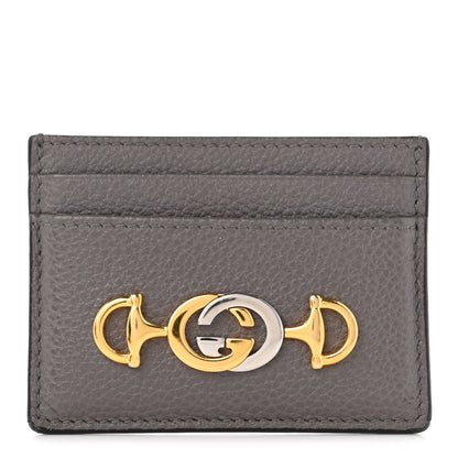 Gucci Grainy Calfskin Zumi Card Holder Dusty Grey 1 of 11