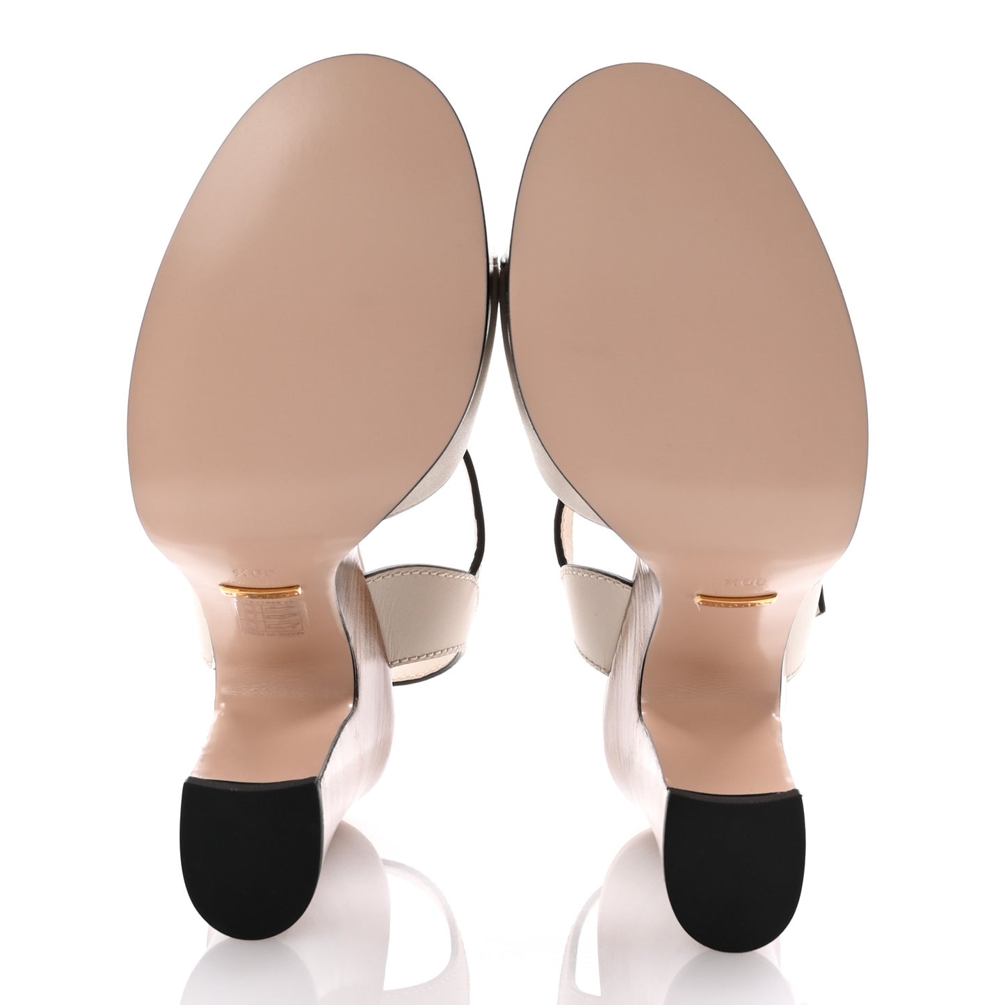 Cosmos Softy Calfskin Wooden Interlocking G Cut-Out 30/120mm Platform Sandals 39.5 Mystic White