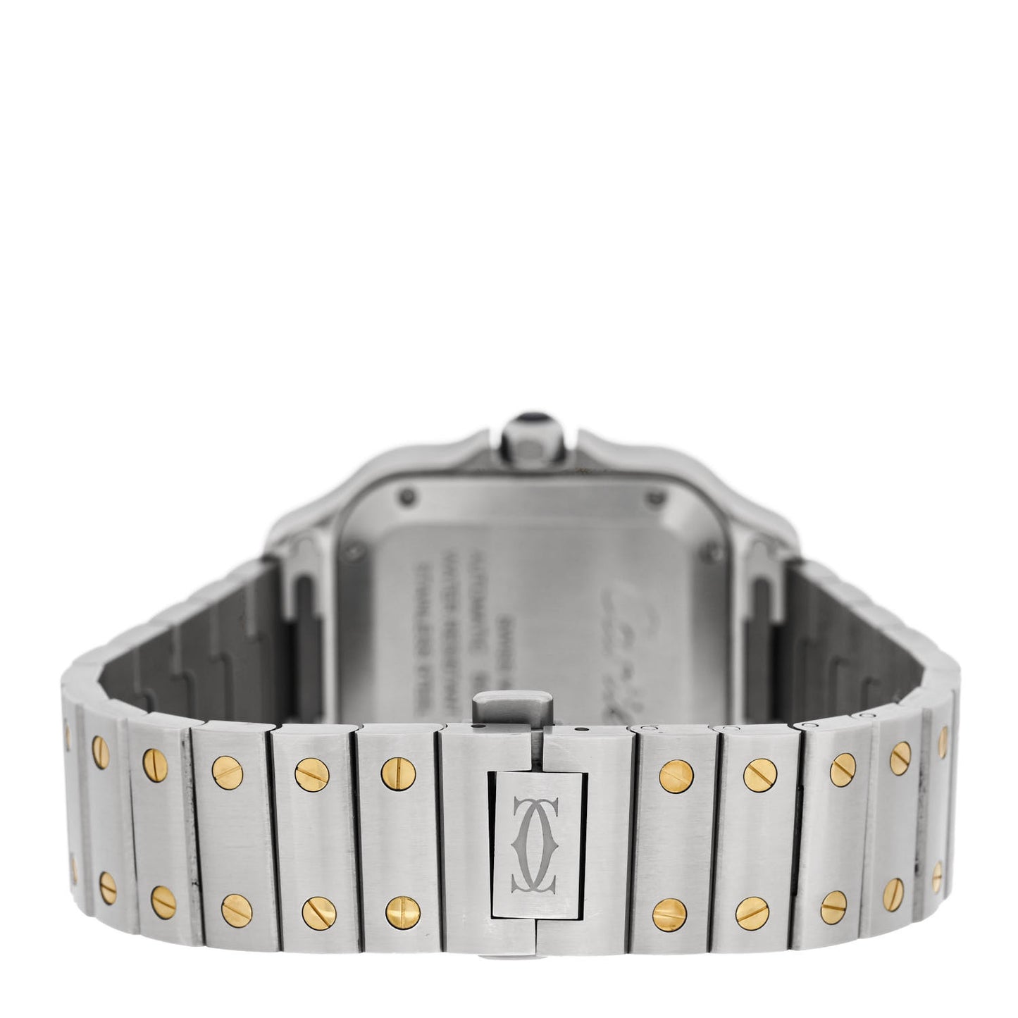 Stainless Steel 18K Yellow Gold Diamond Pave Bezel 35mm Santos de Cartier Automatic Watch