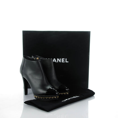 Chanel Lambskin Platform Chain Ankle Boots 35 Black 7 of 9