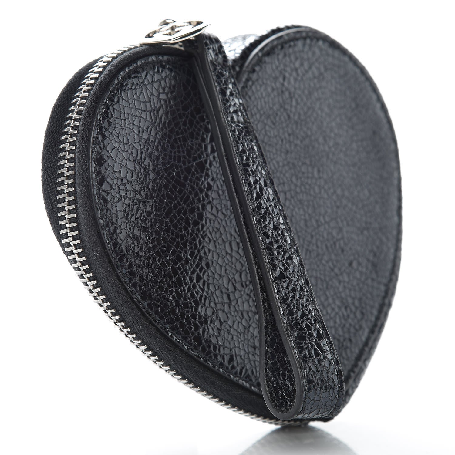 Gucci Crackled Calfskin Heart Coin Purse Navy 3 of 7