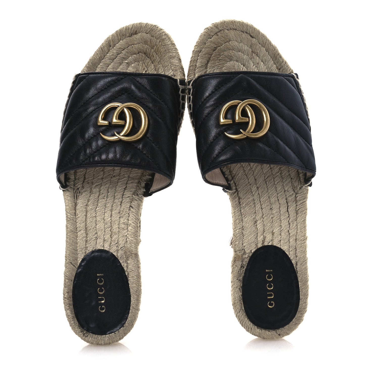 Nappa Matelasse GG Marmont Espadrille Slide Sandals 38 Black