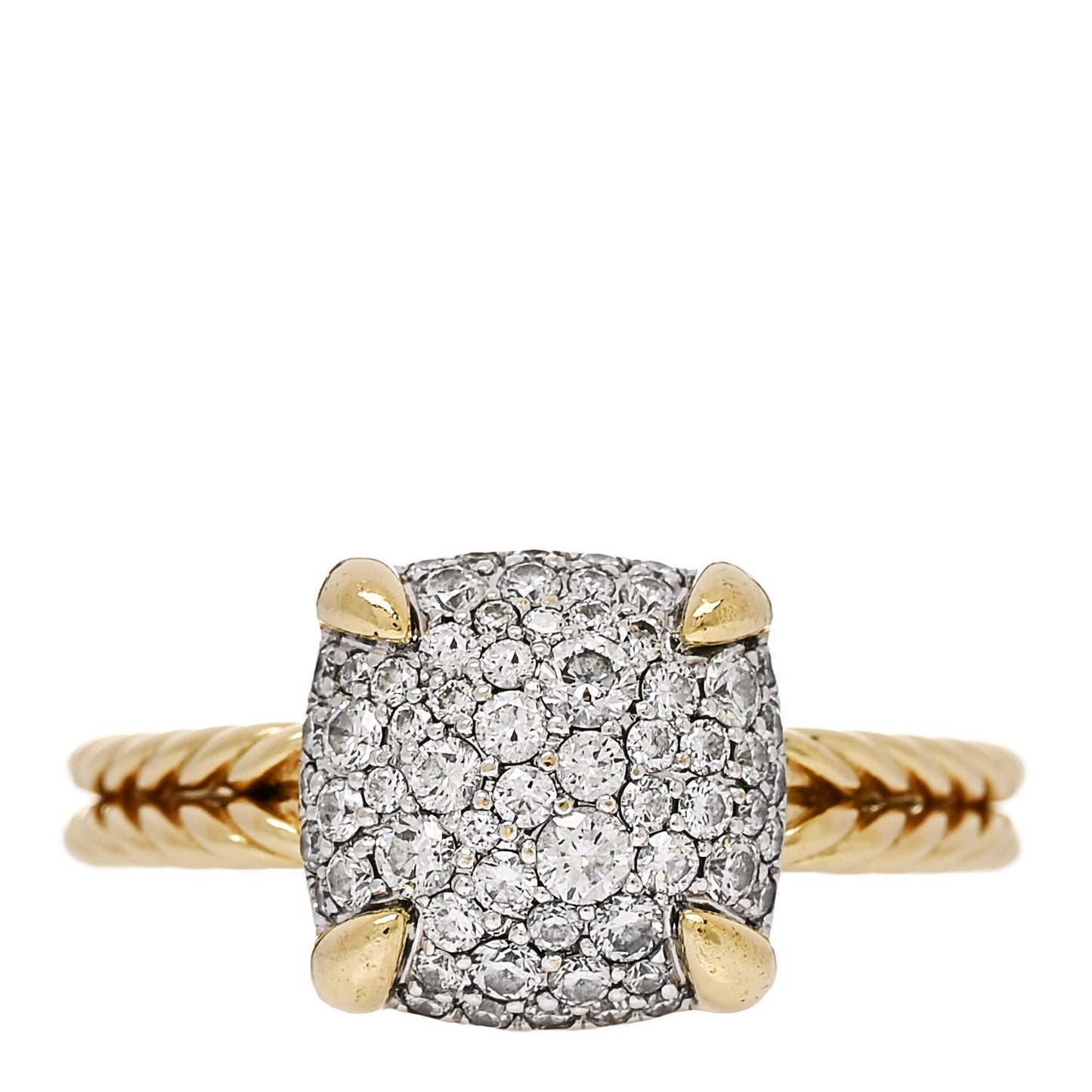 18K Yellow Gold Diamond 11mm Chatelaine Full Pave Ring 56 7.75