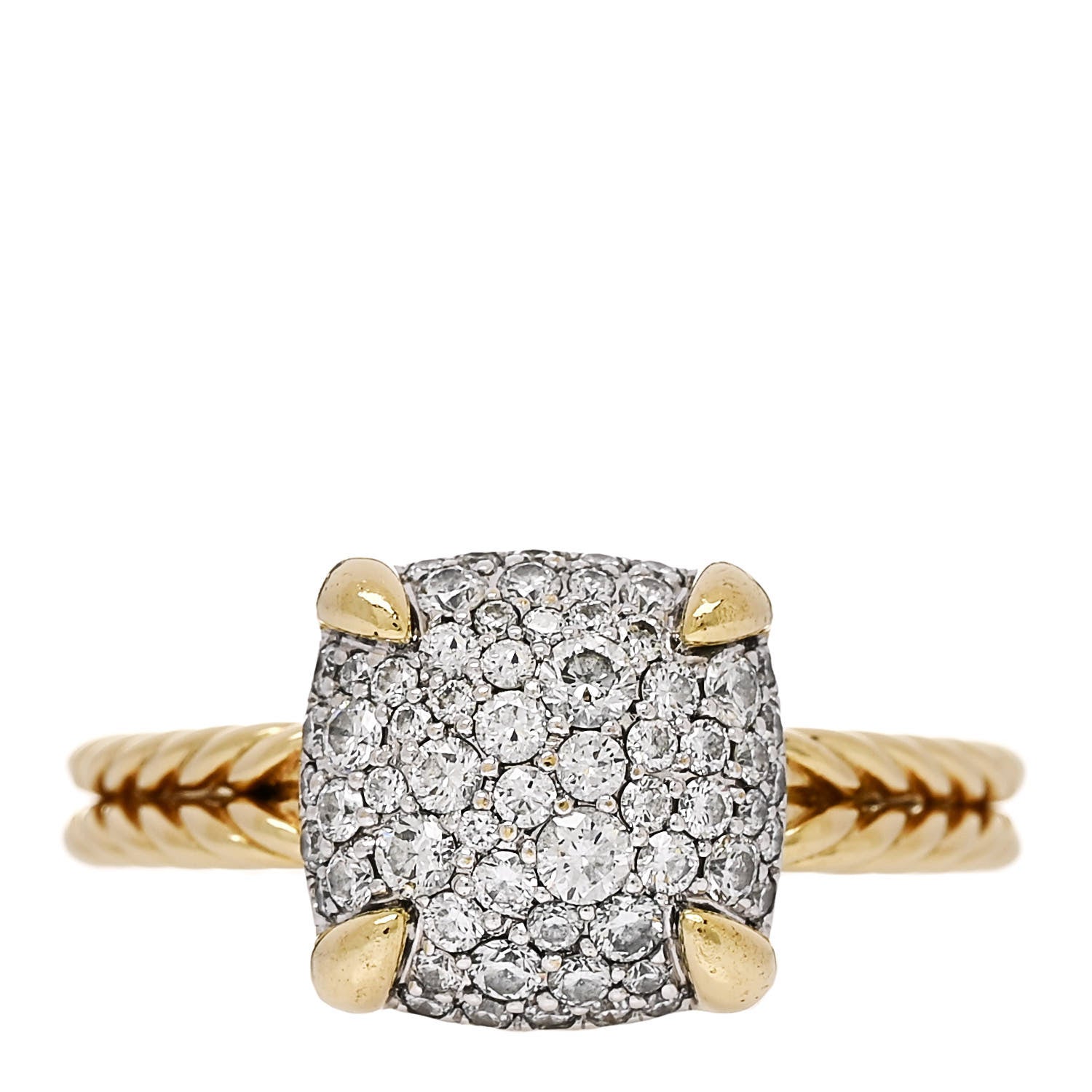 David Yurman 18K Yellow Gold Diamond 11mm Chatelaine Full Pave Ring 56 7.75 1 of 5