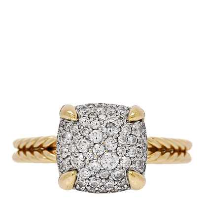 David Yurman 18K Yellow Gold Diamond 11mm Chatelaine Full Pave Ring 56 7.75 1 of 5