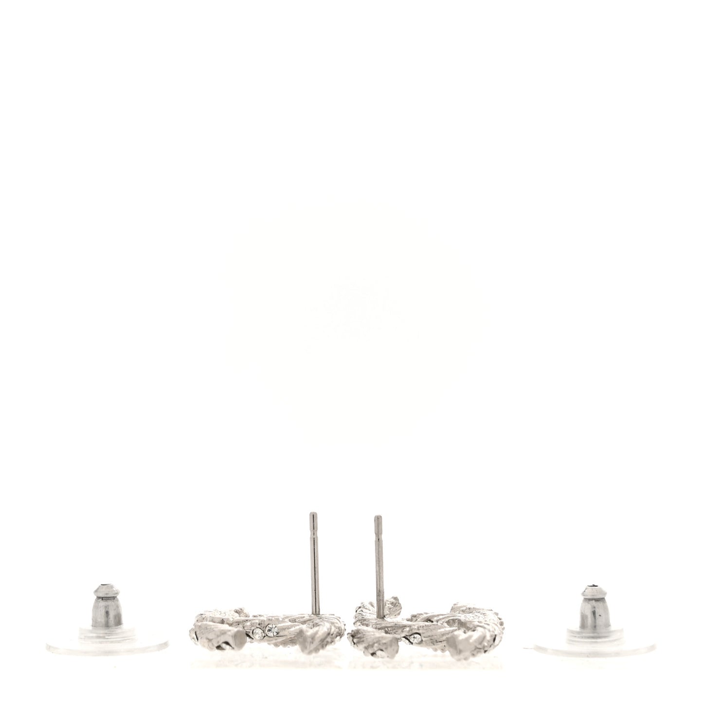 Crystal Twisted CC Earrings Silver