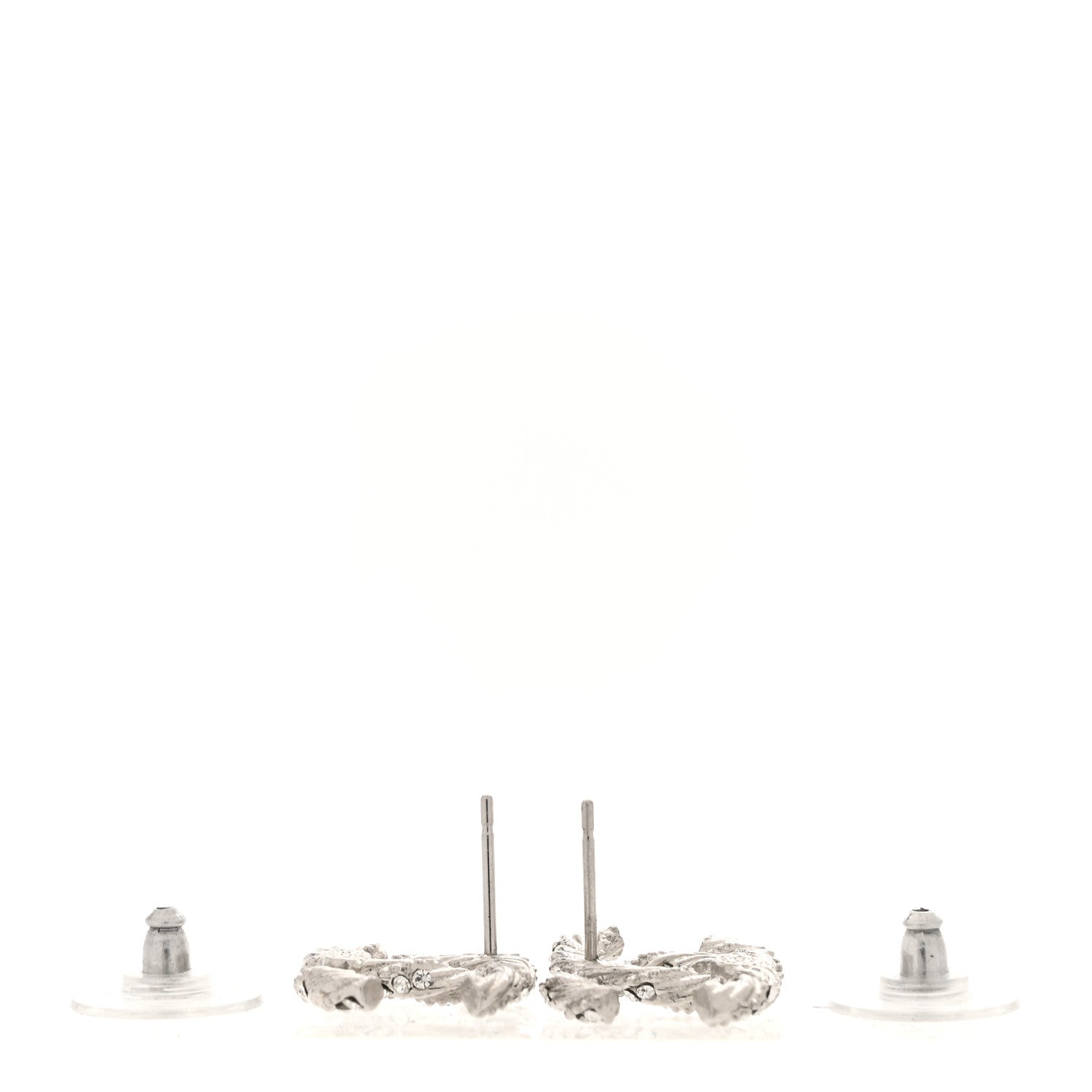 Chanel Crystal Twisted CC Earrings Silver 3 of 5