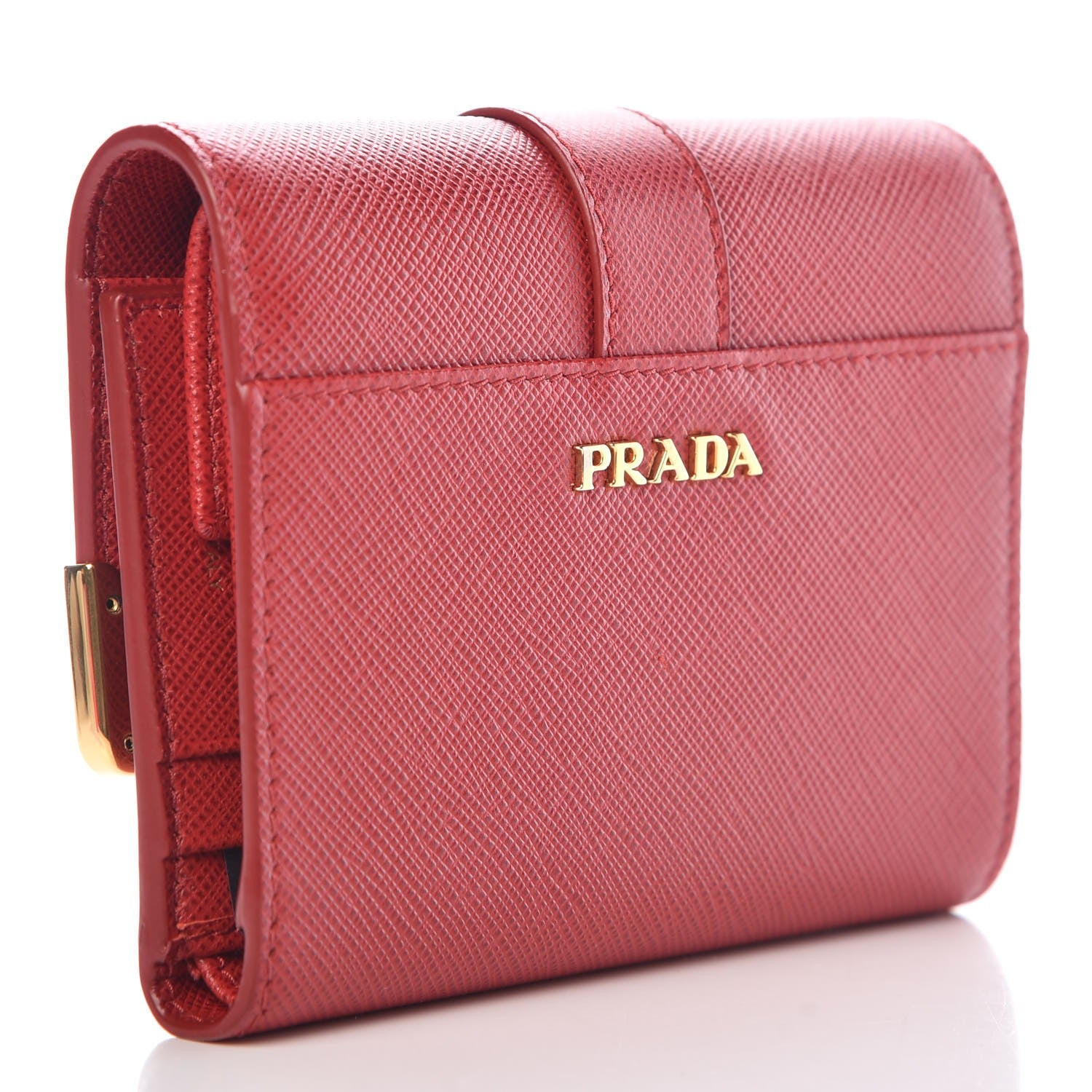 Prada Saffiano Cahier Compact Flap Wallet Fuoco 3 of 7