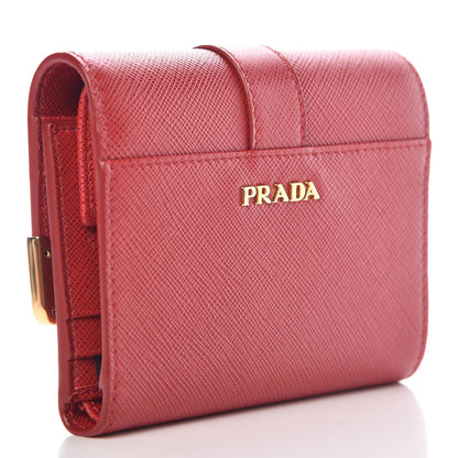 Prada Saffiano Cahier Compact Flap Wallet Fuoco 3 of 7