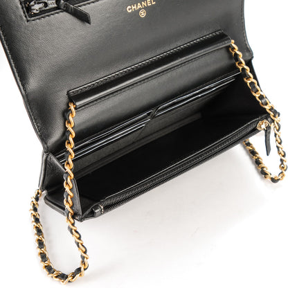Chanel Lambskin Quilted Boy Wallet On Chain WOC Black 6 of 8