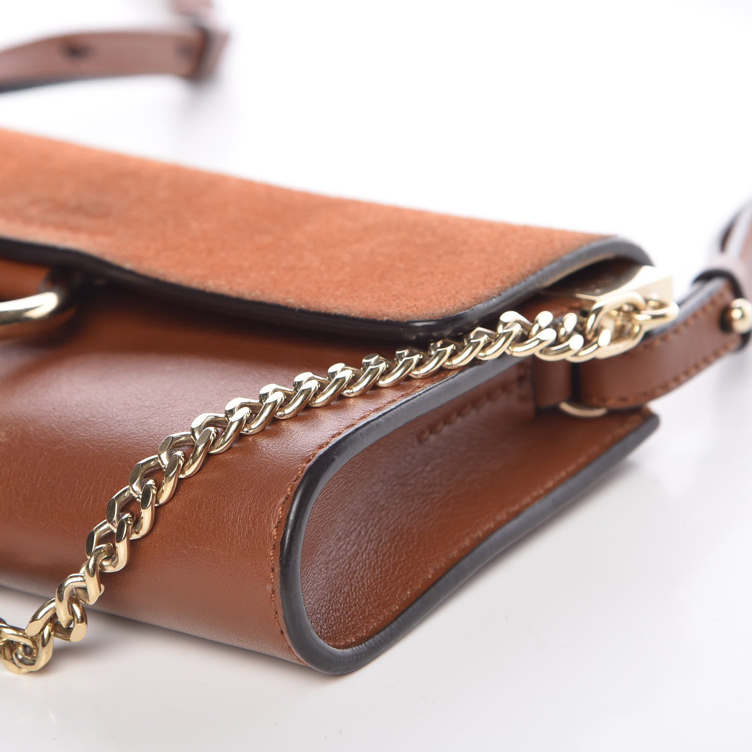 Chloe Suede Calfskin Mini Faye Shoulder Bag Tobacco 12 of 14