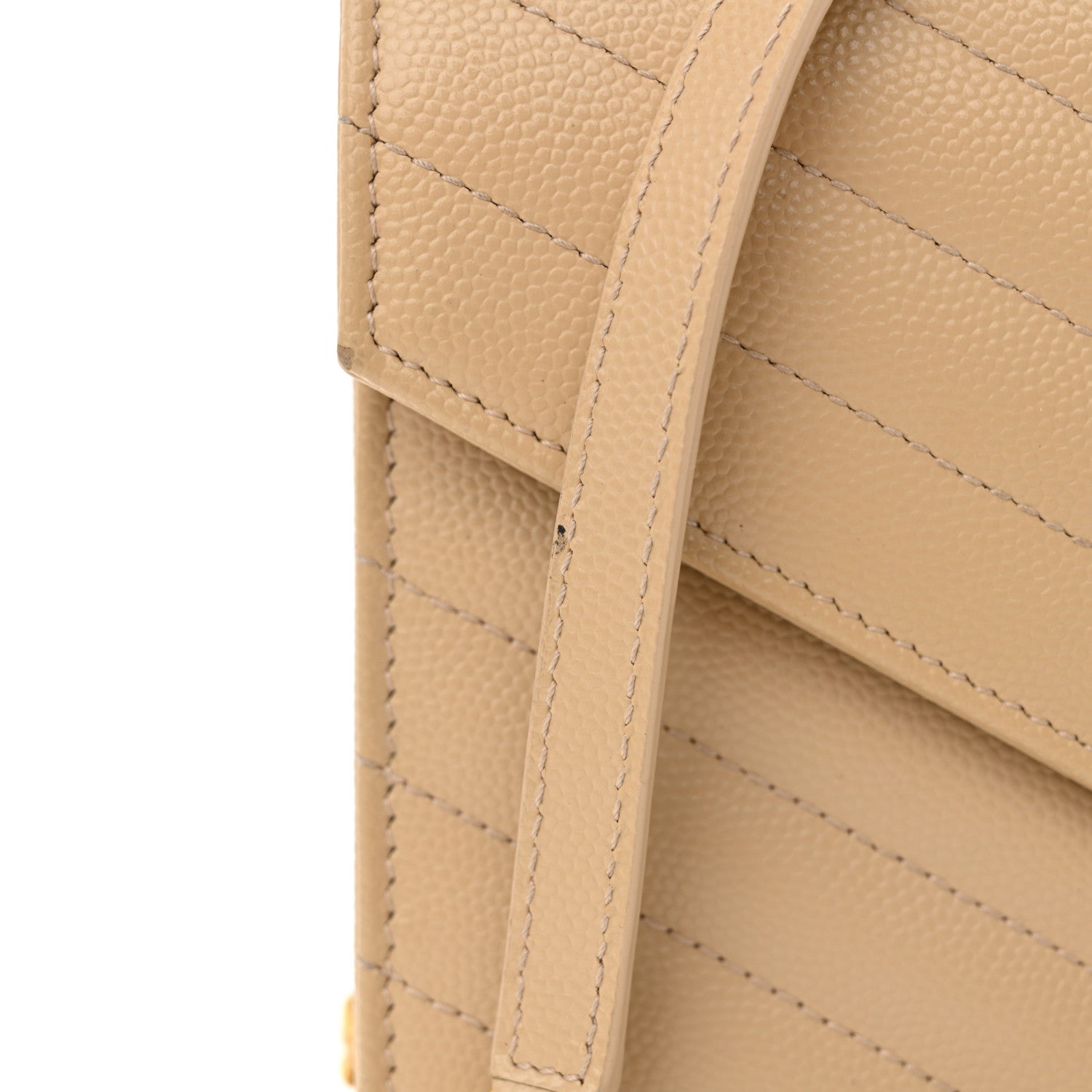 Saint Laurent Grain De Poudre Matelasse Chevron Monogram Envelope Chain Wallet Nude Powder 12 of 13