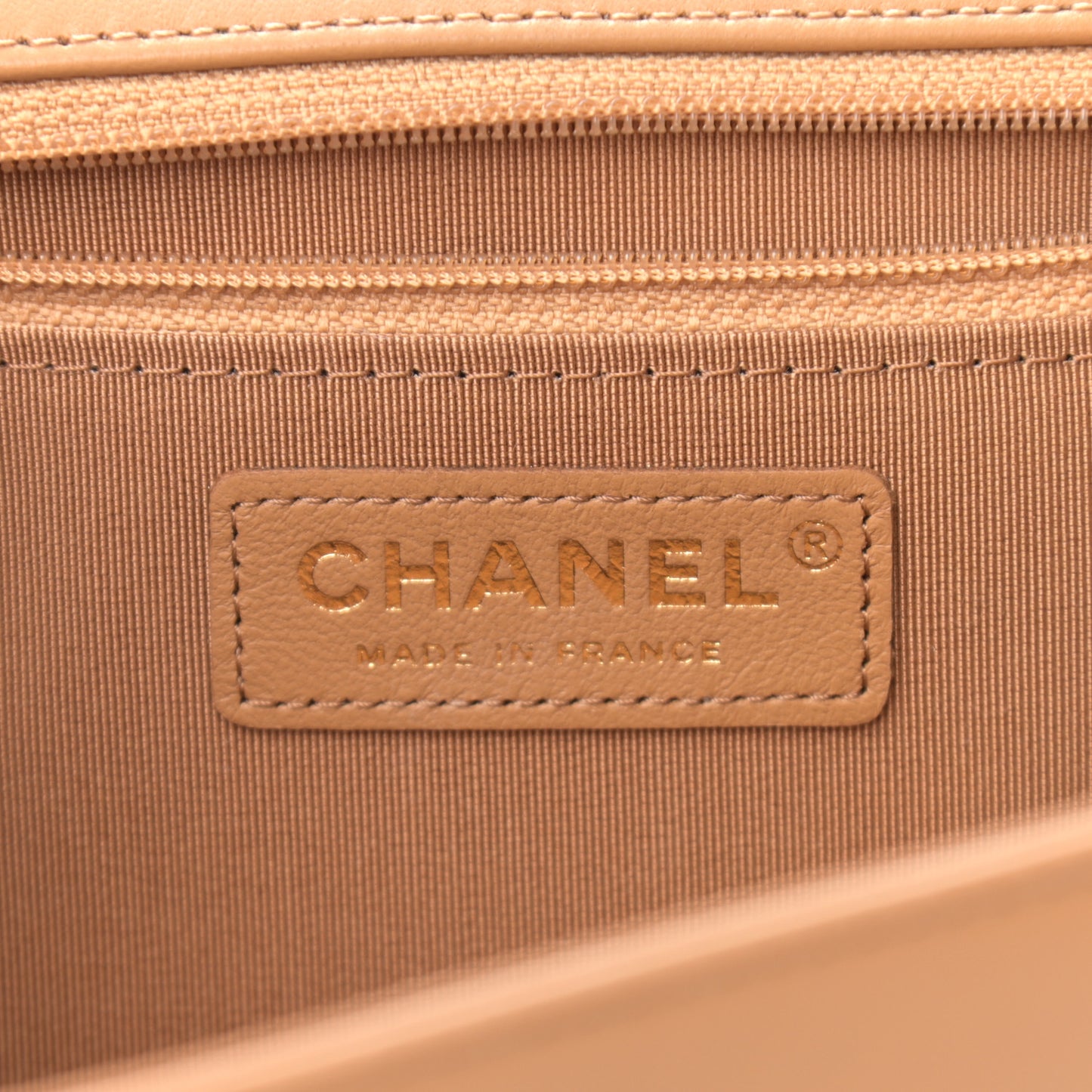 Lambskin Chevron Quilted Flap Camel