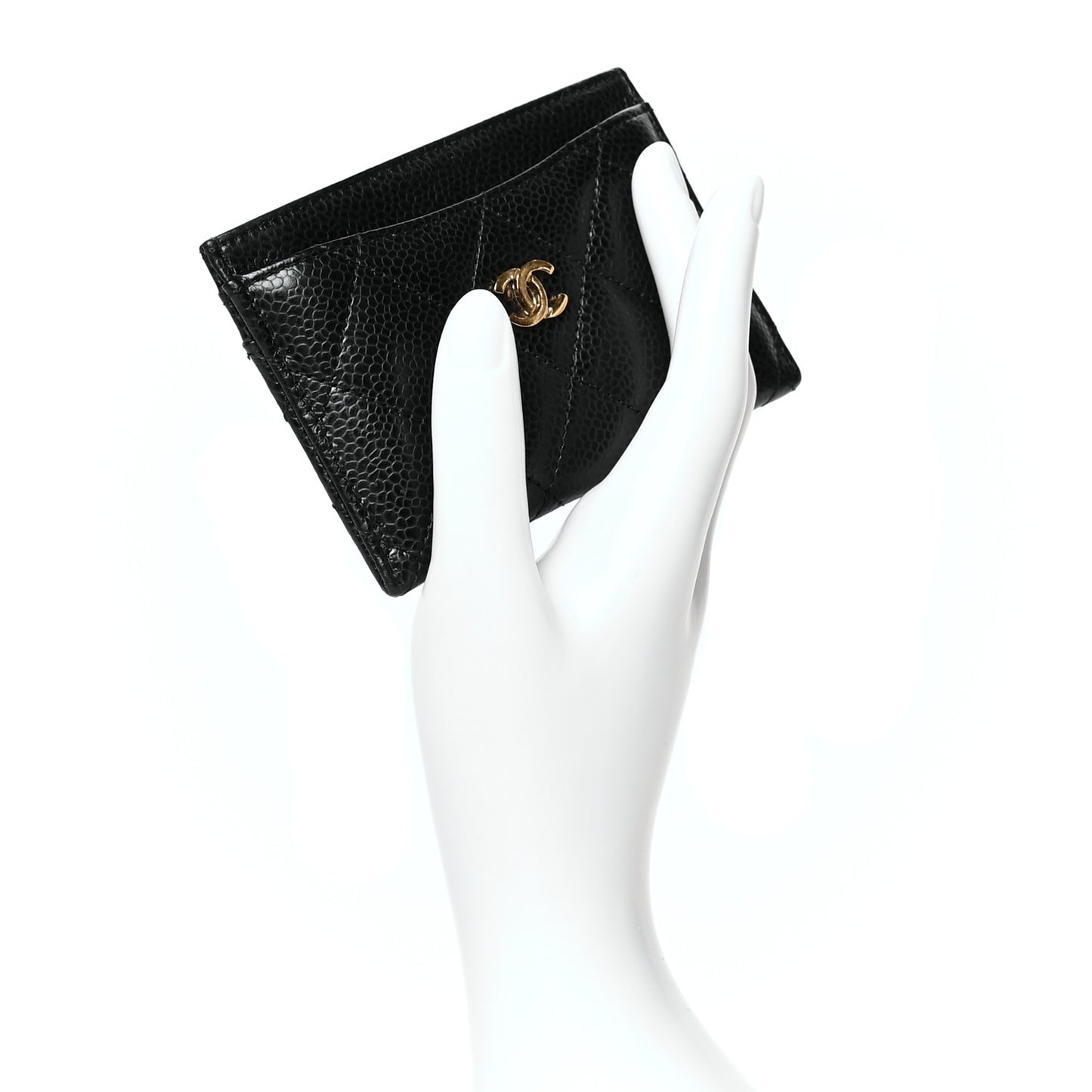 Caviar Quilted Card Holder Black