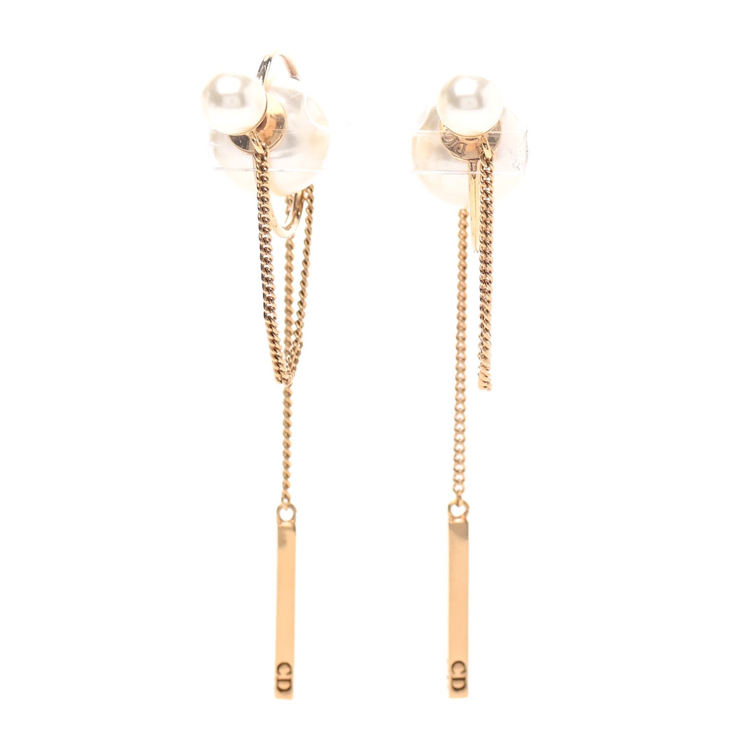 Pearl Tribales Dangle Chain Earrings Gold