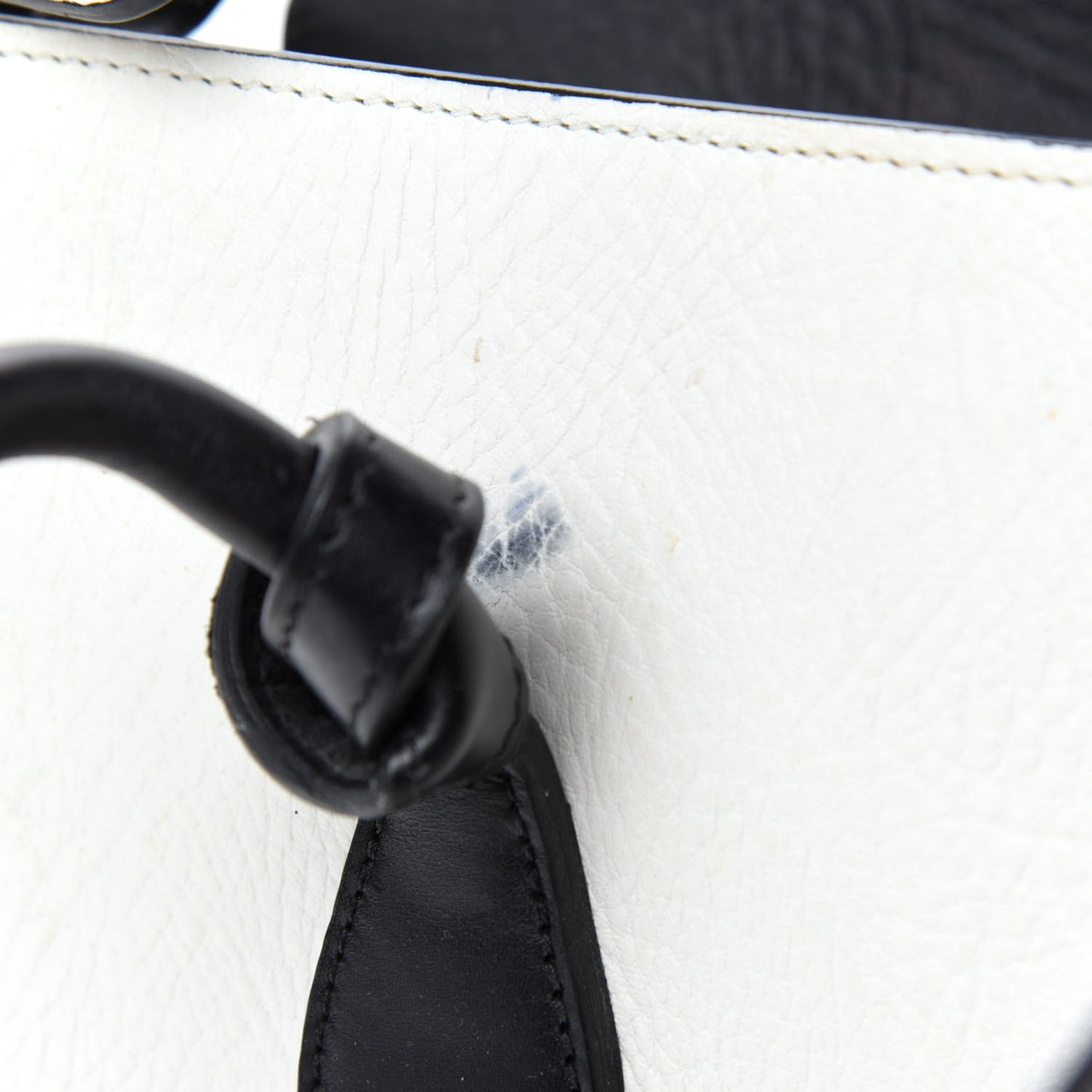 Elephant Calfskin Bi-Color Small Tie Knot Tote White Black