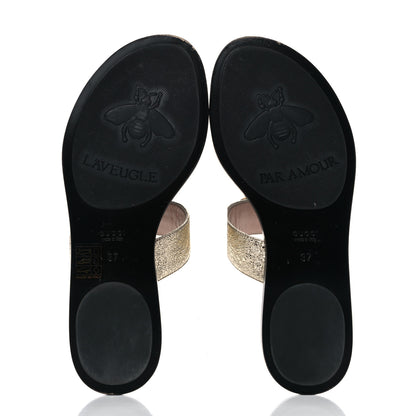 Gucci Nappa Silk Galassia GG Marmont Thong Flat Sandals 37 Platino 5 of 11
