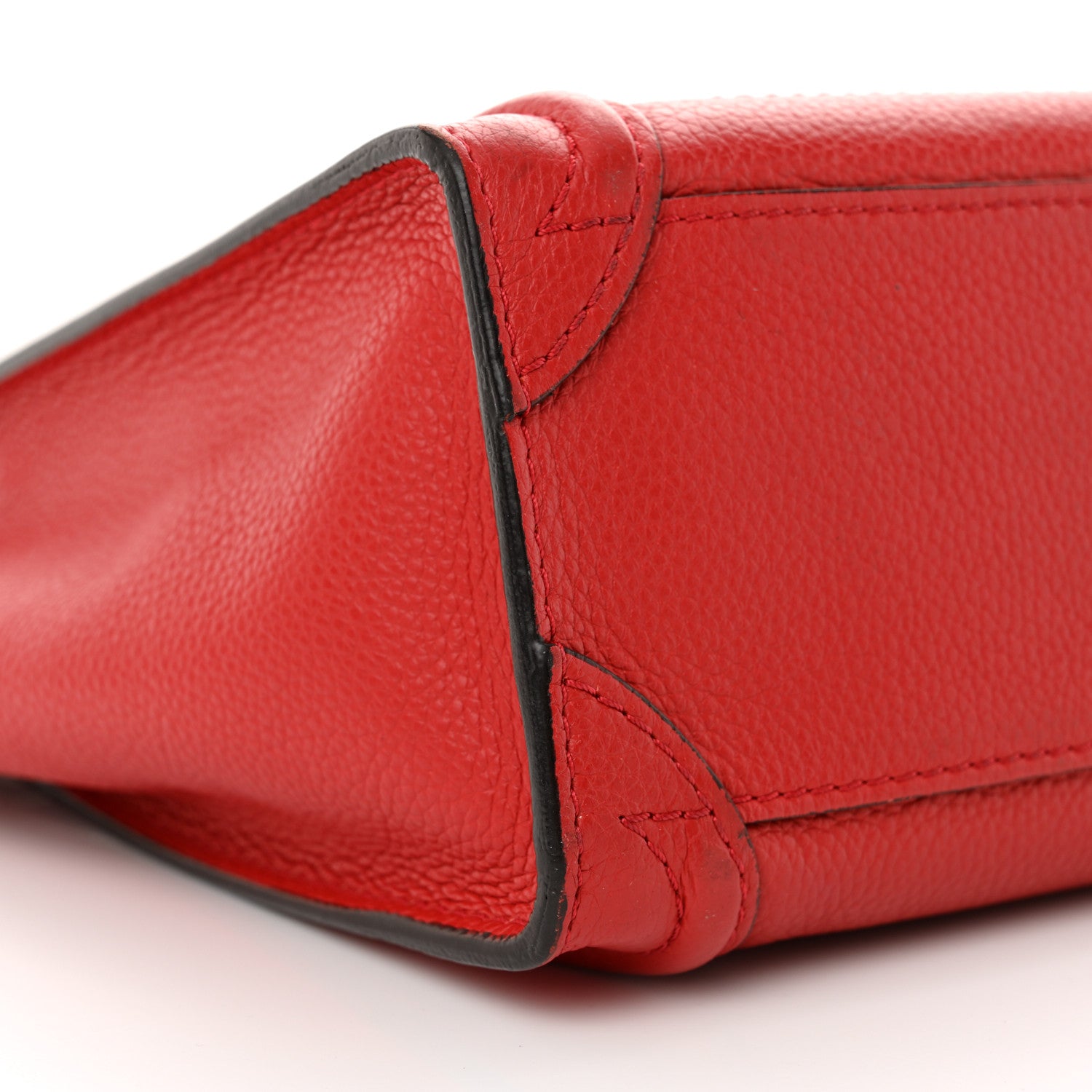 Celine Drummed Calfskin Nano Luggage Red 8 of 15