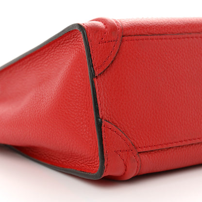 Celine Drummed Calfskin Nano Luggage Red 8 of 15
