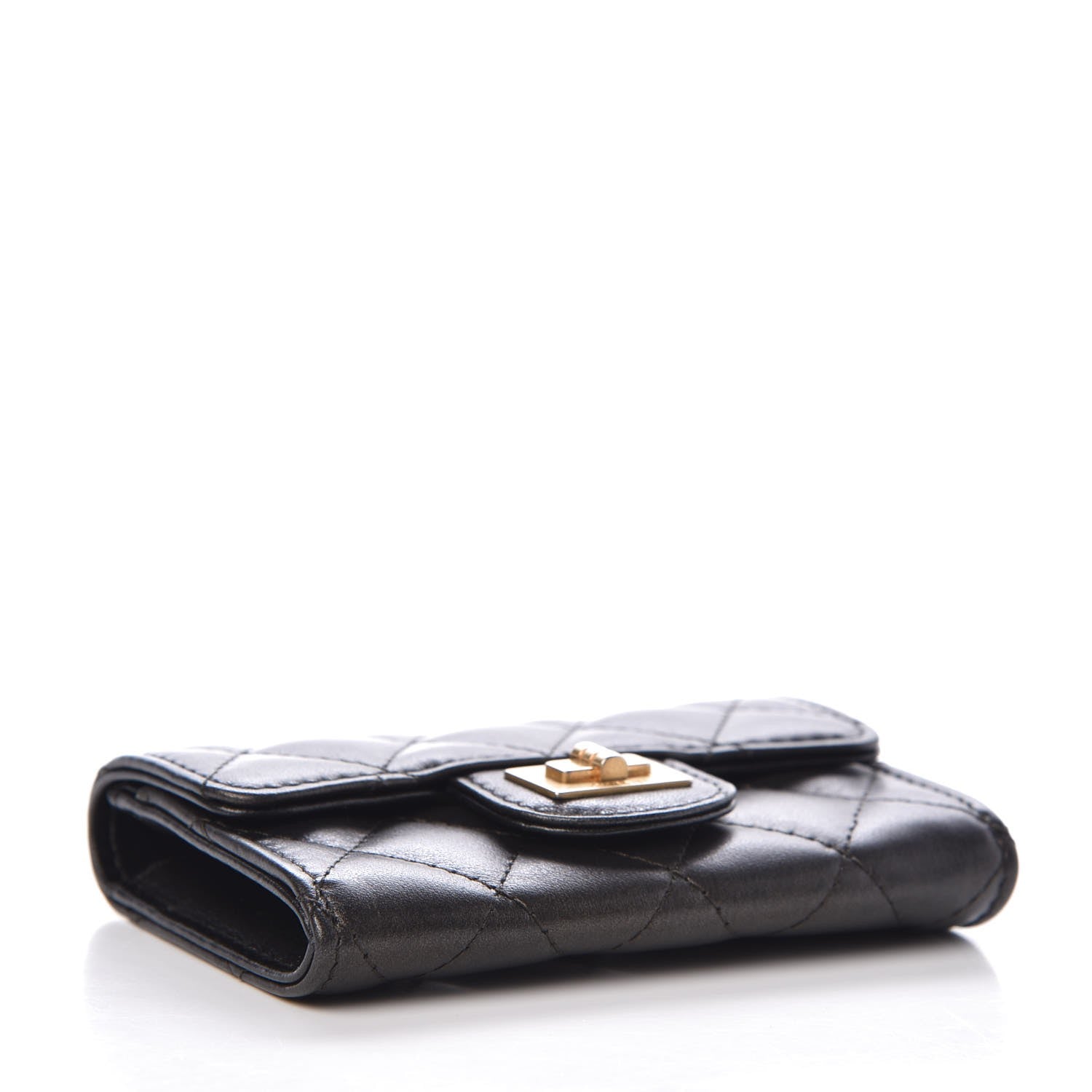 Chanel Metallic Calfskin Quilted Reissue Card Holder Wallet Charcoal 4 of 9