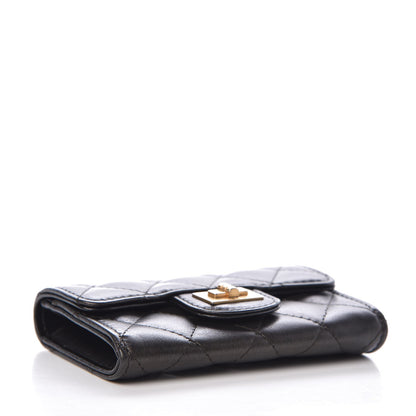Chanel Metallic Calfskin Quilted Reissue Card Holder Wallet Charcoal 4 of 9