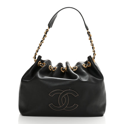 Chanel Grained Calfskin CC Drawstring Bucket Bag Black 1 of 11