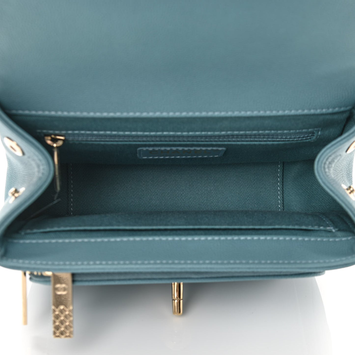 Caviar Quilted Mini Business Affinity Flap Light Blue