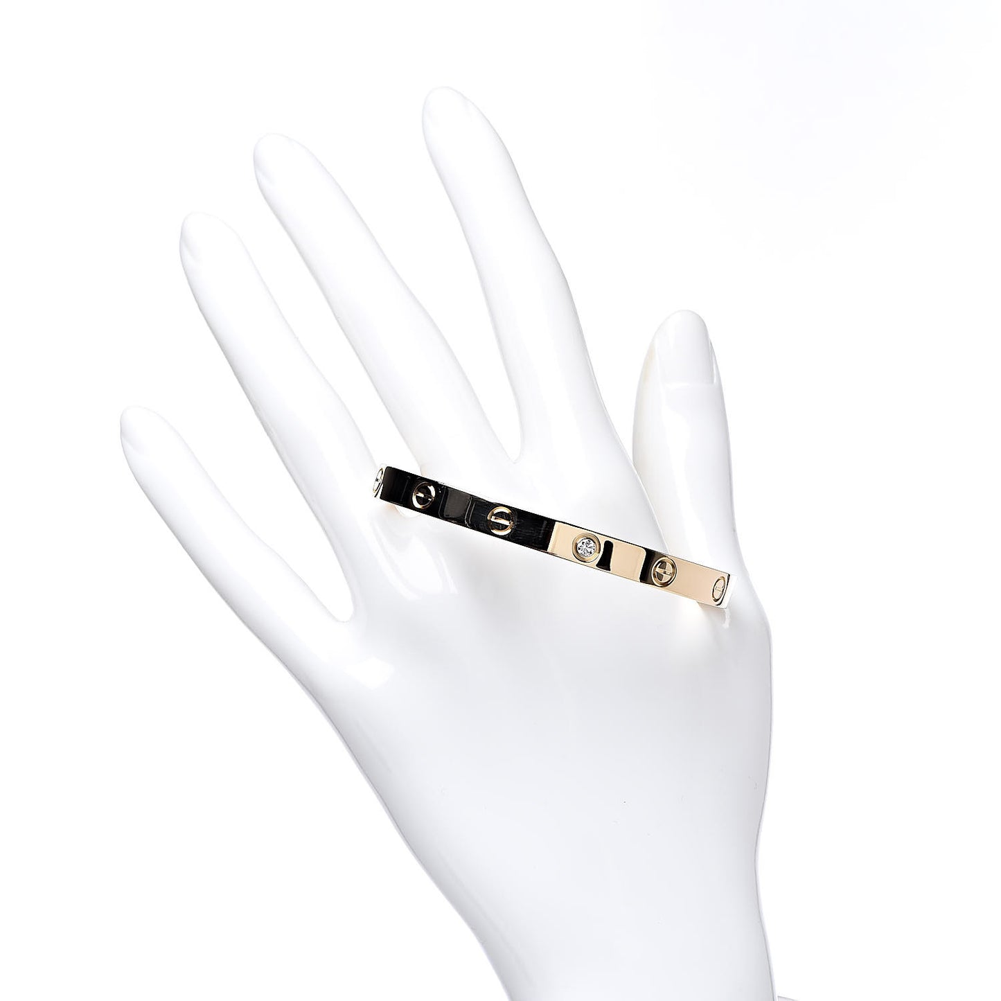 18K Yellow Gold 1 Diamond LOVE Cuff Bracelet 18