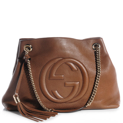 Gucci Pebbled Calfskin Medium Soho Chain Shoulder Bag Maple Brown 1 of 7