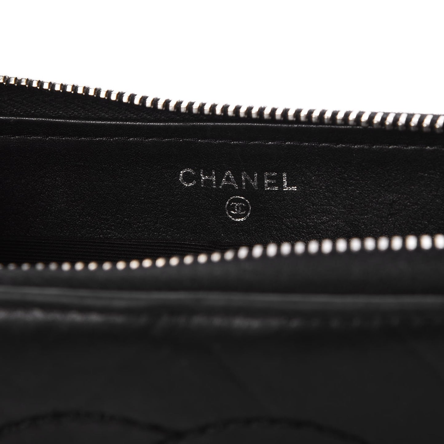 Lambskin Chevron Quilted CC Zip Around Wallet Black