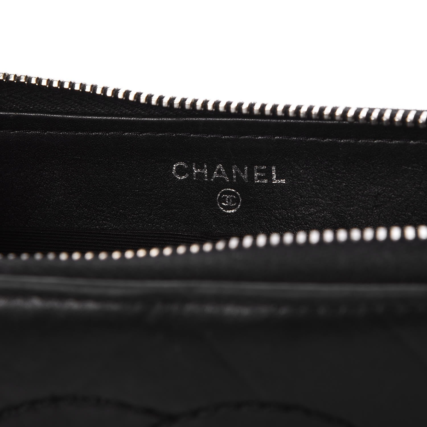 Chanel Lambskin Chevron Quilted CC Zip Around Wallet Black 6 of 9