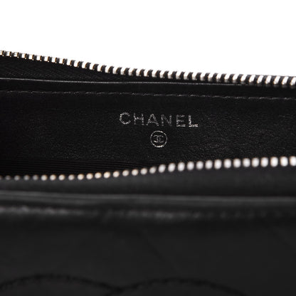 Chanel Lambskin Chevron Quilted CC Zip Around Wallet Black 6 of 9
