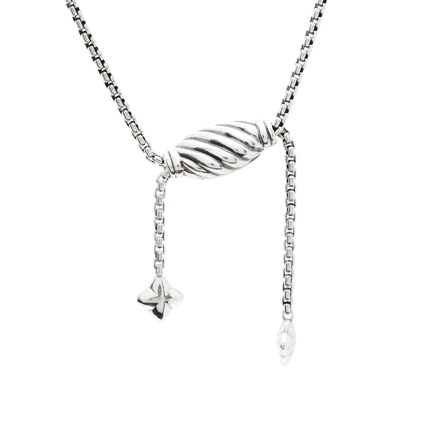 David Yurman Sterling Silver 14K Yellow Gold 28mm Crossover Pendant Necklace 4 of 5