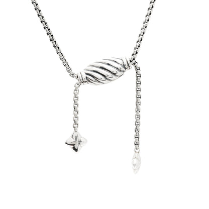 David Yurman Sterling Silver 14K Yellow Gold 28mm Crossover Pendant Necklace 4 of 5