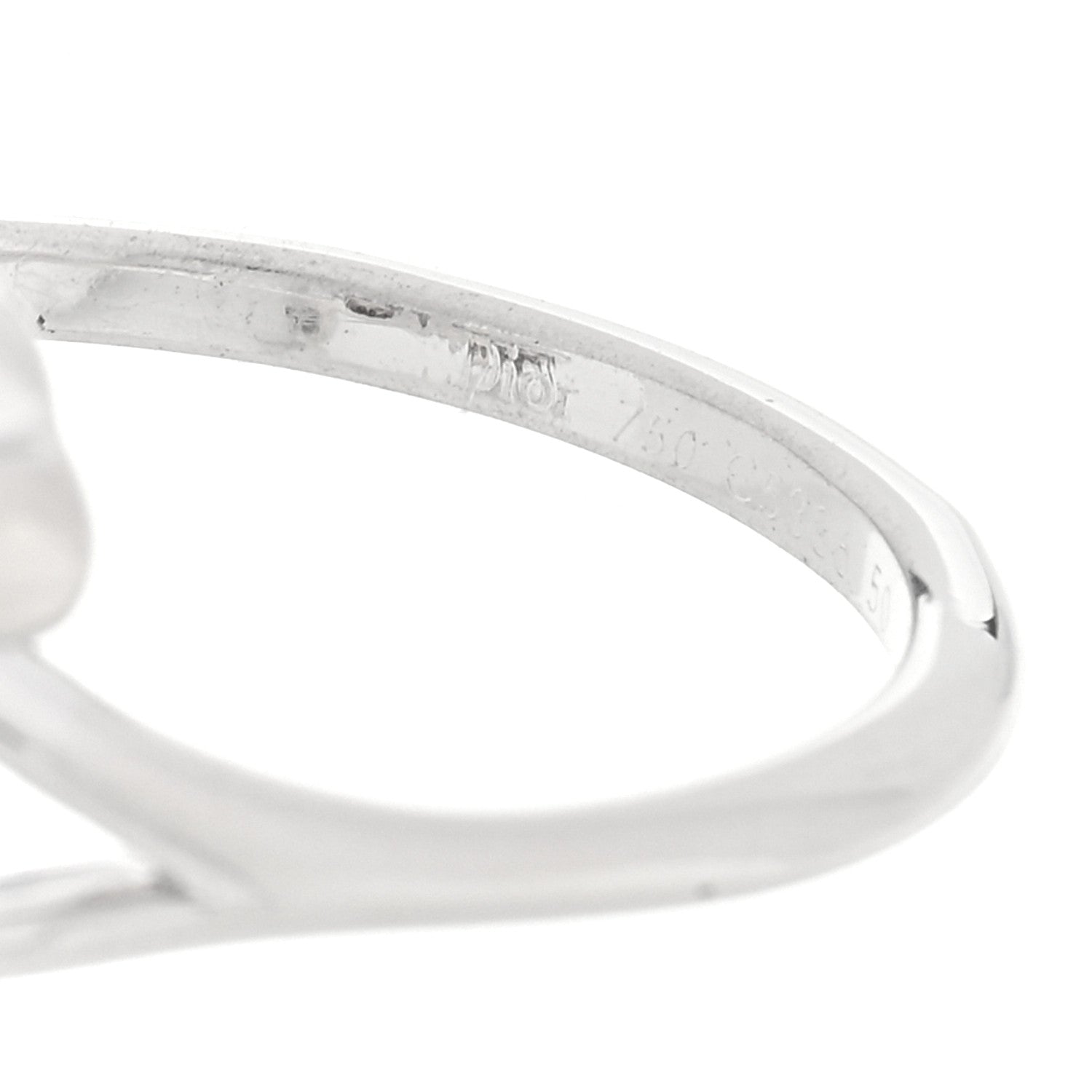 Christian Dior 18K White Gold Diamond Tete de Mort Ring 50 5.25 4 of 4