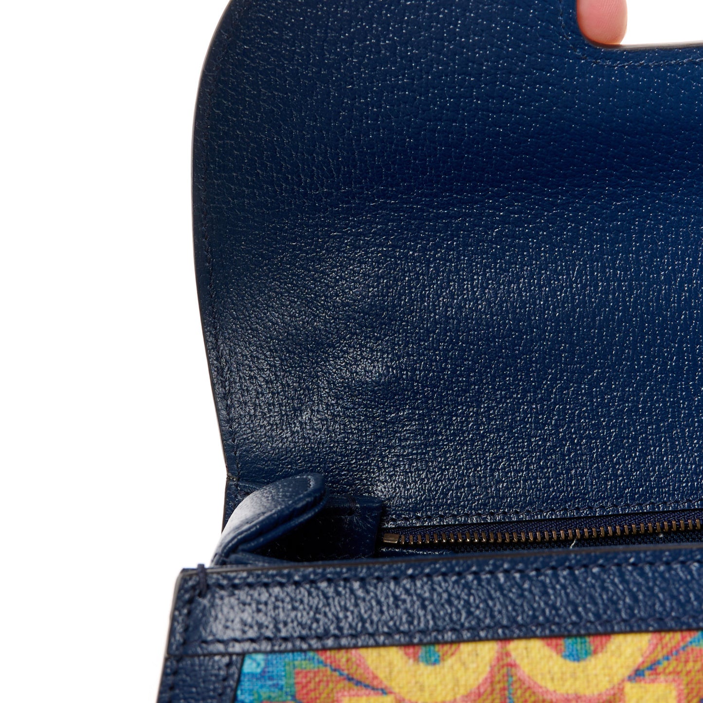 Calfskin Kaleidoscope Medium Bamboo 1947 Top Handle Bag Blue Orange Multicolor Blue Agata