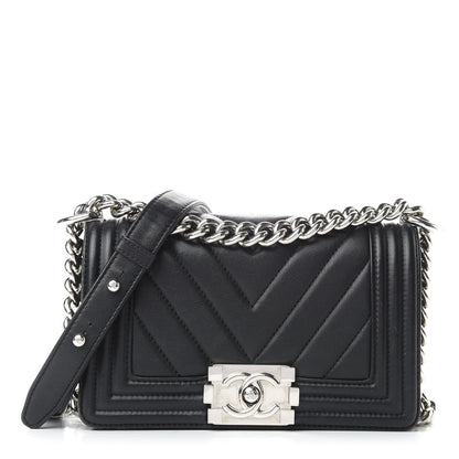 Chanel Calfskin Chevron Quilted Small Boy Flap Black 1 of 10
