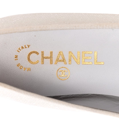 Chanel Fabric Glitter Grosgrain Cap Toe CC Ballerina Flats 40 White Black 7 of 15