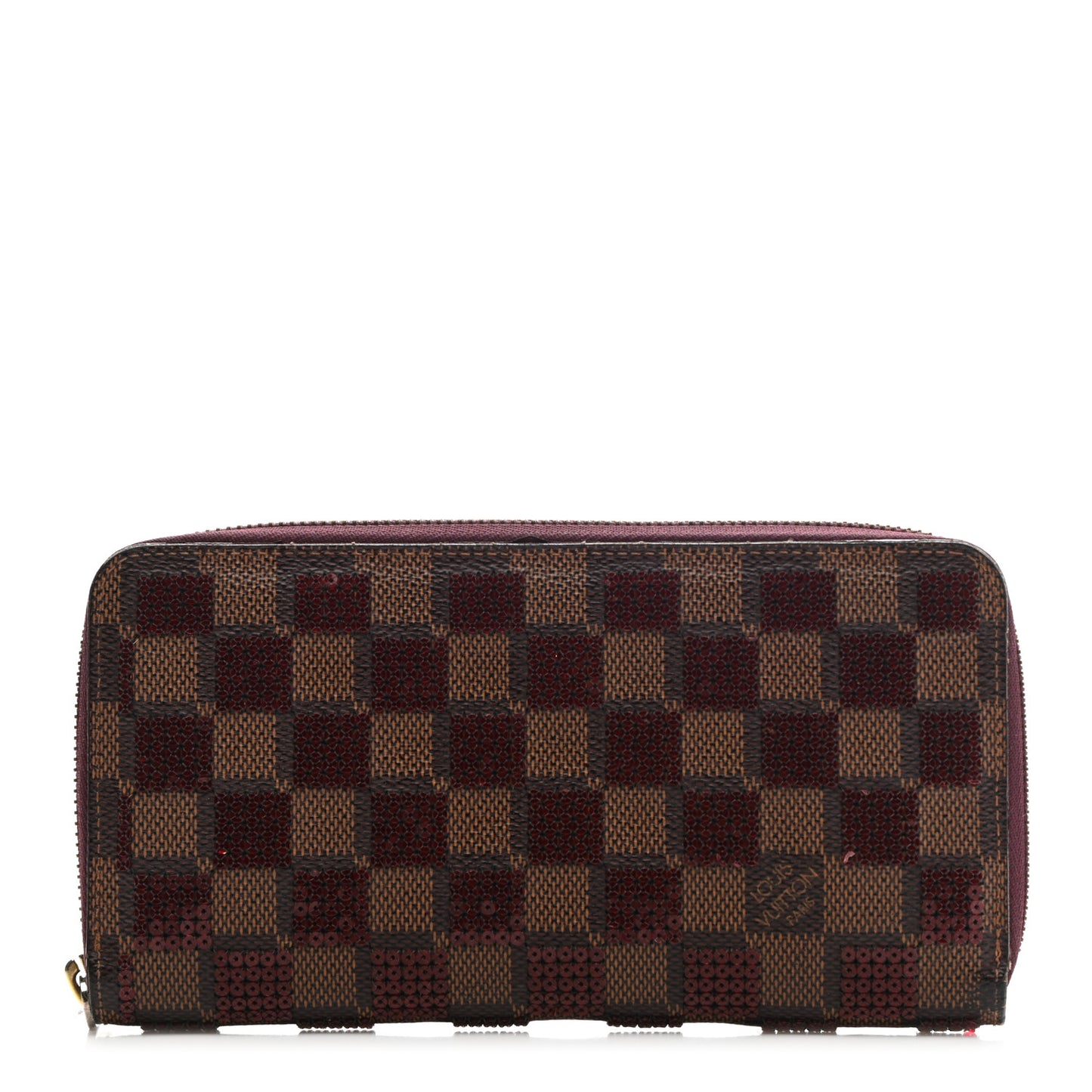 Damier Paillettes Zippy Wallet Red