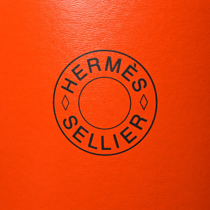 Hermes Kraft Paper Metal Canvas Saddle Box Orange 7 of 11