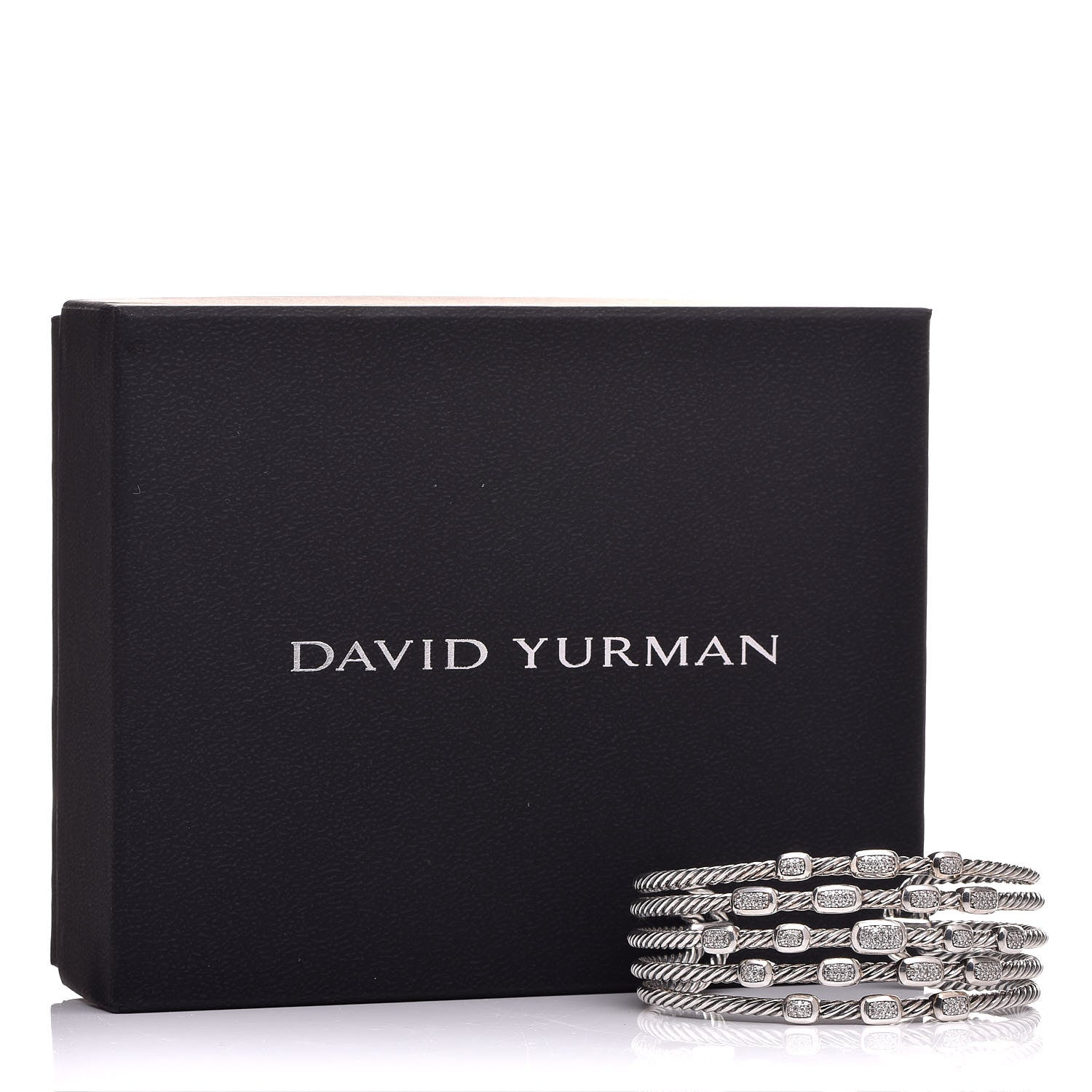 David Yurman Sterling Silver Diamond Five Row Confetti Cuff Bracelet 5 of 5
